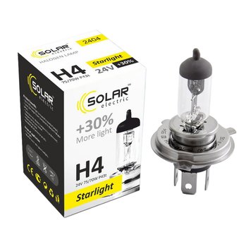 Галогенова лампа SOLAR H4 24V 75/70W P43t-38 Starlight +30% (Арт. 2404) 2404 фото