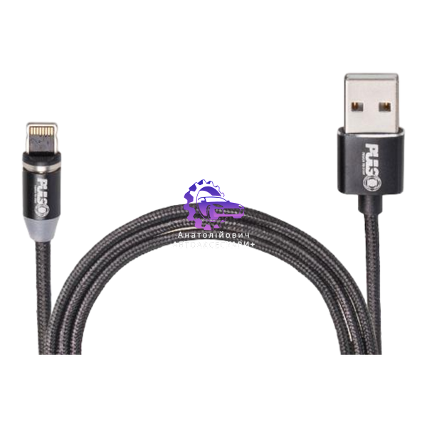 Кабель магнітний PULSO USB - Lightning 2,4А, 1m, black (тільки зарядка) MC-2301L BK фото