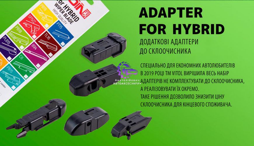 Адаптер до склоочисника HIBRID, PUSH BUTTON 15мм VH-PB15 фото