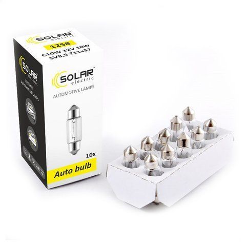 Лампа розжарювання SOLAR C10W 12V 10W SV8.5 T11x37 (1258) 1258 фото