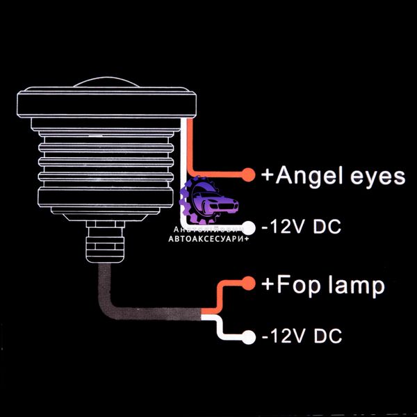 Лінзи LED Angel Eves 12V-55W D-76мм білі (Арт. AG-2510 W) AG-2510 W фото