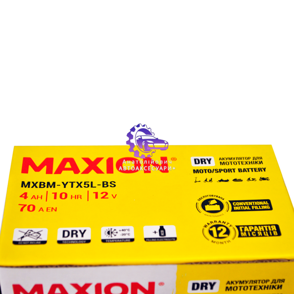 Мото акумулятор MAXION MXBM-YTX7L-BS AGM (12V, 6Ah) сухозаряджений без електроліту (Арт. MXBM-YTX7L-BS) MXBM-YTX7L-BS фото