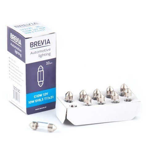 Лампа розжарювання Brevia C10W 12V 10W SV8.5 T11x31 CP (Арт. 12313C) 12313C фото