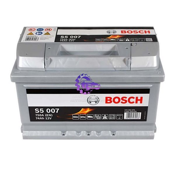 Акумулятор BOSCH S5 S50 070 74Ah 750A R+ LB3 (h=175) (Арт. 0092S50070) 0092S50070 фото
