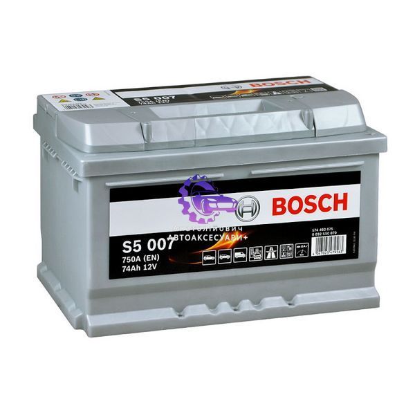 Акумулятор BOSCH S5 S50 070 74Ah 750A R+ LB3 (h=175) (Арт. 0092S50070) 0092S50070 фото