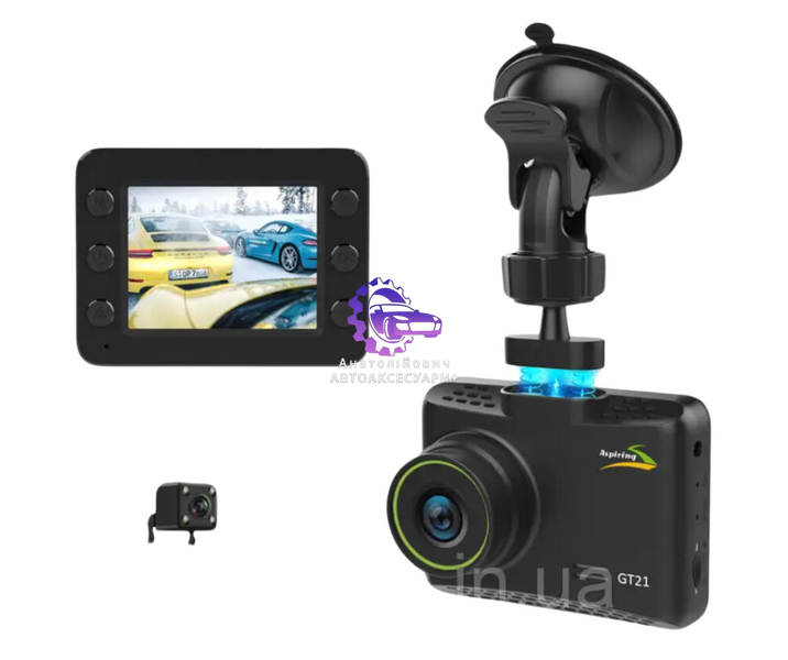 Відеореєстратор Aspiring GT21 Dual FHD 2.5" FullHD, 2 камери, 170°, G-сенсор, мікрофон, (Арт. CD20HF7PR7) CD20HF7PR7 фото