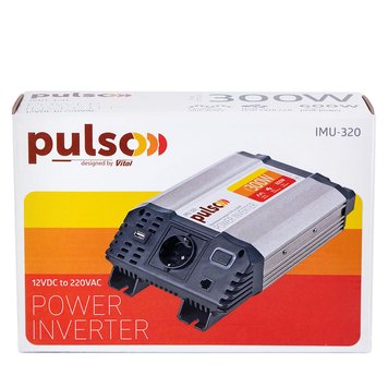 Перетворювач напруги PULSO/IMU 320/12V-220V/300W/ USB-5VDC2.0A/мод.хвиля/прикуривач+клеми IMU-320 фото