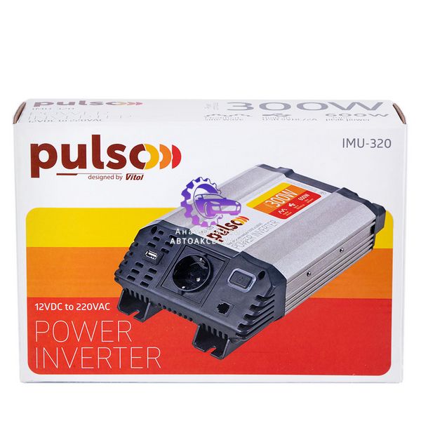 Перетворювач напруги PULSO/IMU 320/12V-220V/300W/ USB-5VDC2.0A/мод.хвиля/прикуривач+клеми IMU-320 фото