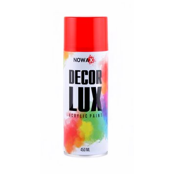 Акрилова спрей-фарба NOWAX DecorLux, 450 мл, сигнальний червоний, (SIGNAL RED/RAL+3001) NX48023 фото