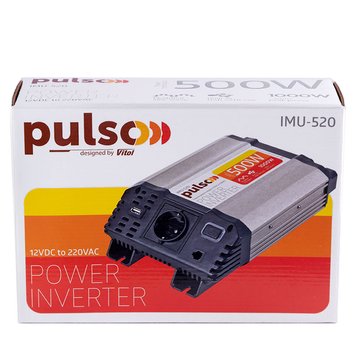 Перетворювач напруги PULSO/IMU-520/12V-220V/500W/ USB-5VDC2.0A/мод.хвиля/клеми IMU-520 фото