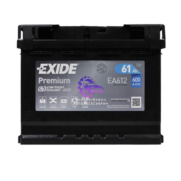 Автомобільний акумулятор EXIDE Premium 61Ah 600A R+ h=175 (Арт. EA612) EA612 фото