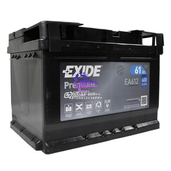 Автомобільний акумулятор EXIDE Premium 61Ah 600A R+ h=175 (Арт. EA612) EA612 фото