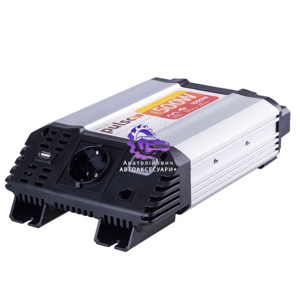 Перетворювач напруги PULSO/IMU-520/12V-220V/500W/ USB-5VDC2.0A/мод.хвиля/клеми IMU-520 фото