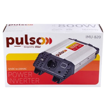 Перетворювач напруги PULSO/IMU-820/12V-220V/800W/ USB-5VDC2.0A/мод.хвиля/клеми IMU-820 фото