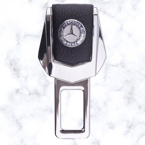 Заглушка ременя безпеки &mdash; Mercedes-Benz Universal Хром-Шкіра Чорна (арт. MR) MR фото