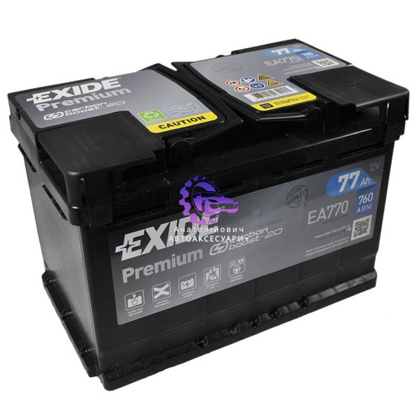 Автомобільний акумулятор EXIDE Premium 77Ah 760A R+ (Арт. EA770) EA770 фото