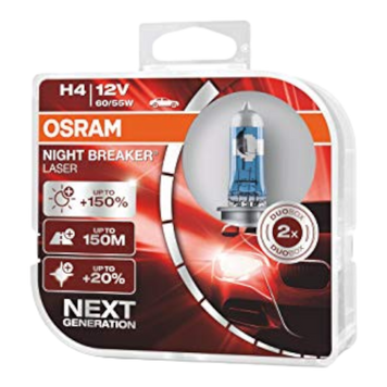 Комплект галогенних ламп Osram Night Breaker Laser Next Generation 64193 NL Duobox +150% (H4) (Арт. 64193NL-HCB) 64193NL-HCB фото