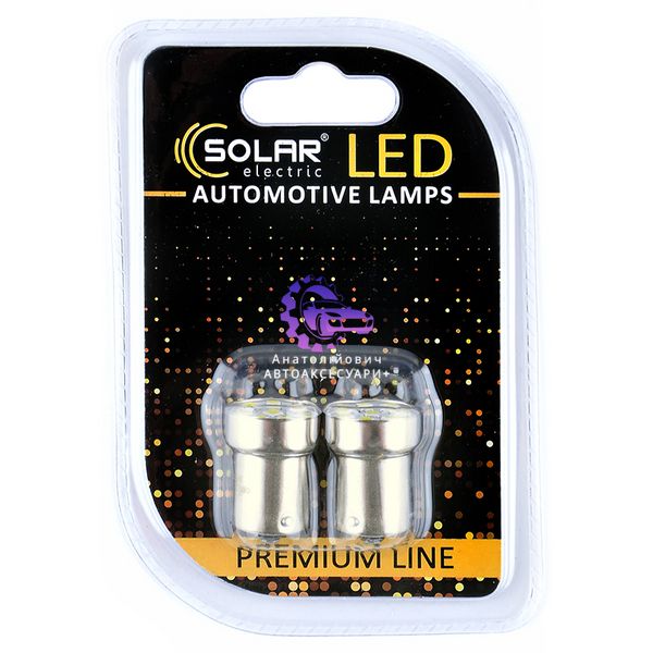 LED Автомобільні Лампи SOLAR G18.5 BA15s 8SMD White (SL1380), Набір з 2 штук SL1380 фото