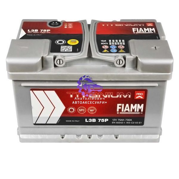 Акумулятор &mdash; FIAMM Titanium Pro 75 Ah 730 A R+ (L3B) (Арт. 7905156) 7905156 фото