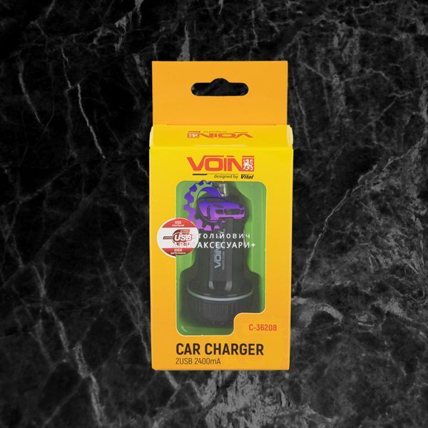 Автомобільний зарядний пристрій VOIN C-36208 2USB 2.4A 12/24V (Арт. C-36208) C-36208 фото
