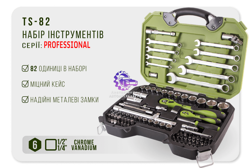 Універсальний набір головок і ключів 1/4" & 1/2", 82 предмета. Alloid (Арт. TS-82) TS-82 фото