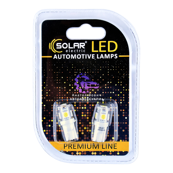 LED Автолампа SOLAR T10 5SMD White 24V, Набір 2 шт. (SL2530) SL2530 фото