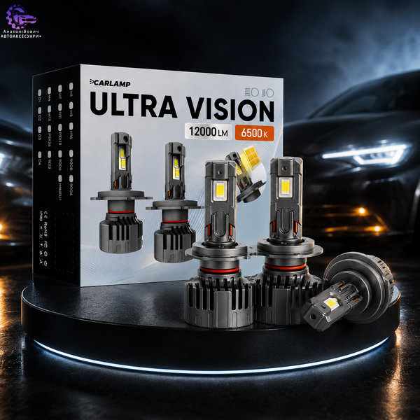 Світлодіодні автолампи H7 CARLAMP Ultra Vision 12000 лм 6500 K 12/24 В UVH7(1) UVH7(1) фото