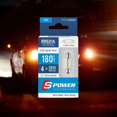 Автолампа LED Brevia S-Power C5W (C10W) T11x36 12V / 24V 180Lm 6000K CANbus 2шт (10214X2) 10214X2 фото