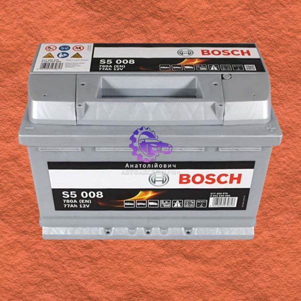 Акумулятор автомобільний Bosch S5 008 77Ah 780A 12V R+ (Арт. 0092S50080) 0092S50080 фото
