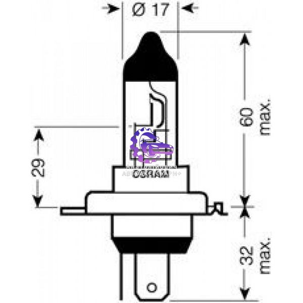 Автомобільна лампа OSRAM H4 24V 75W P43t ORIGINAL (Арт. 64196) 64196 фото