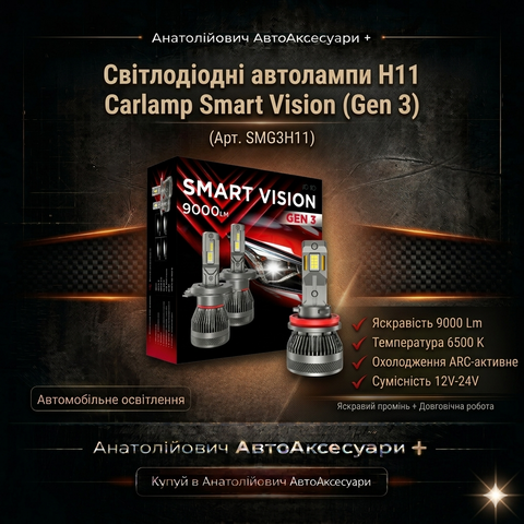 Carlamp Smart Vision Gen3 H11 LED 9000Lm 6500K