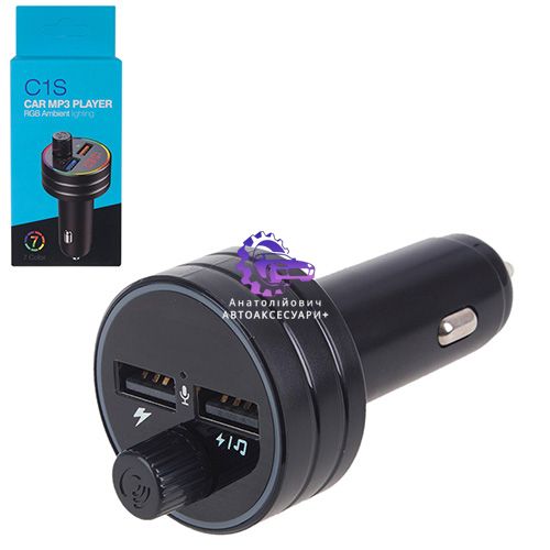 Модулятор FM 5в1 С1S 12-24v 2USB 5V-2.1A BT5.0 RGB-ambient light (С1S) С1S фото