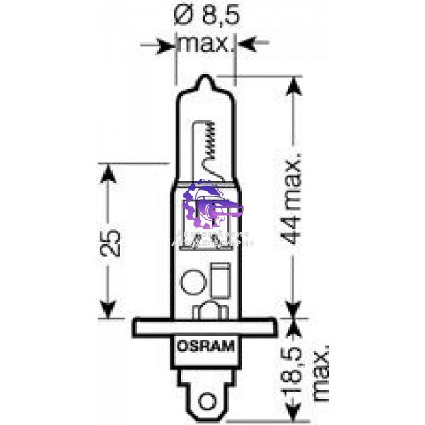 Автомобільна лампа OSRAM H1 12V 55W P14.5s ORIGINAL (Арт. 64150) 64150 фото