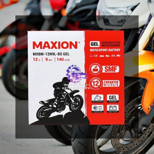 Мото акумулятор MAXION 24MXBM-12N9L-BS GEL (12V, 9Ah, 85A, L+) (Арт. MXBM-12N9L-BS GEL) MXBM-12N9L-BS GEL фото