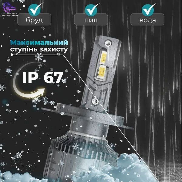 Світлодіодні лампи H1 для авто Carlamp Night Vision Gen 3 5500K 6000Lm (NVG3H1) NVG3H1 фото
