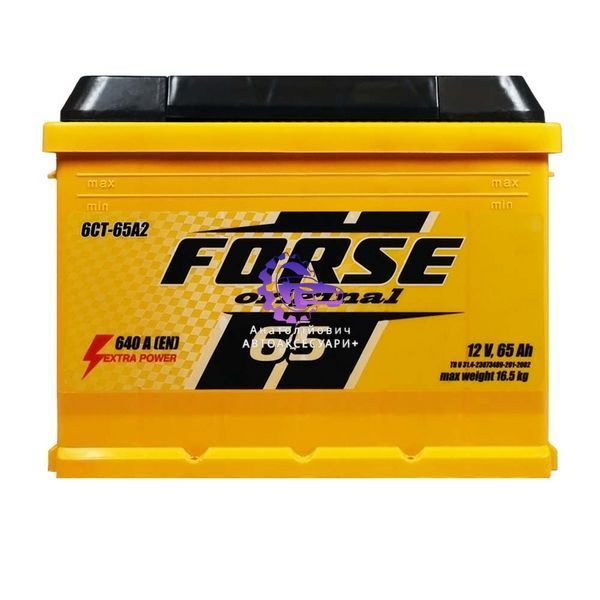 Автомобільний акумулятор FORSE 65Ah 640A L+ (L2) (Арт. 368-34) 368-34 фото