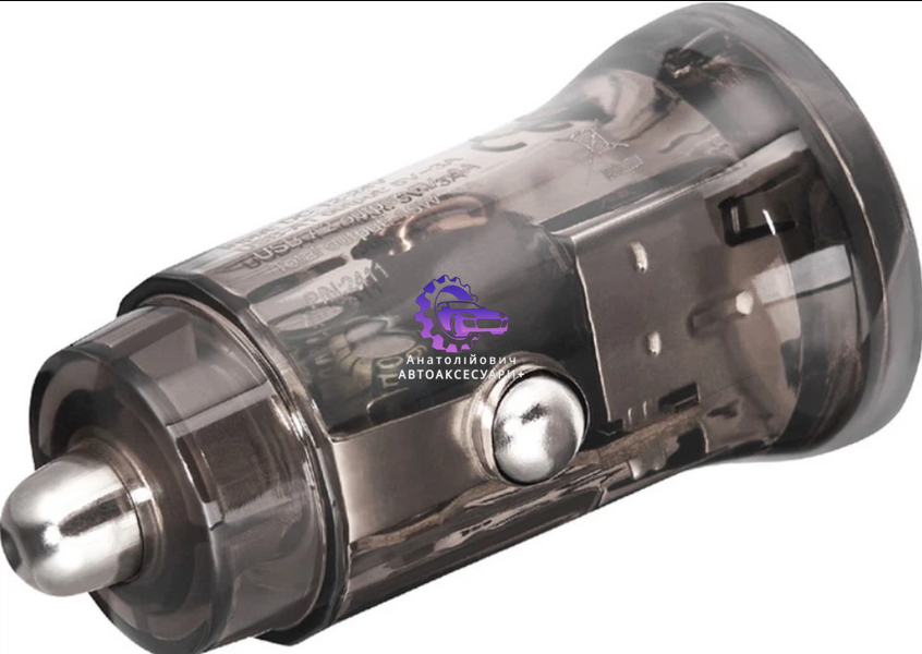 Автомобільний зарядний пристрій Brevia ePower DualDrive 15W 2xUSB-A, прозорий чорний (47015DUB) 47015DUB фото