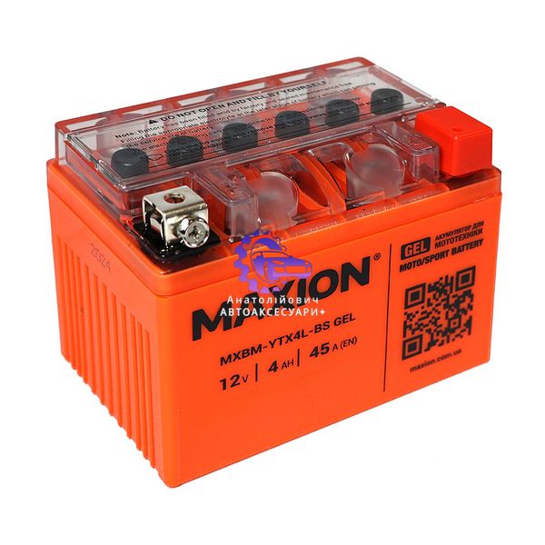 Мото акумулятор MAXION 24MXBM-YTX4L-BS GEL (12V, 4Ah, 45A, -/+) (Арт. 24MXBM-YTX4L-BS GEL) 24MXBM-YTX4L-BS GEL фото