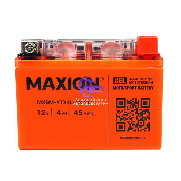 Мото акумулятор MAXION 24MXBM-YTX4L-BS GEL (12V, 4Ah, 45A, -/+) (Арт. 24MXBM-YTX4L-BS GEL) 24MXBM-YTX4L-BS GEL фото