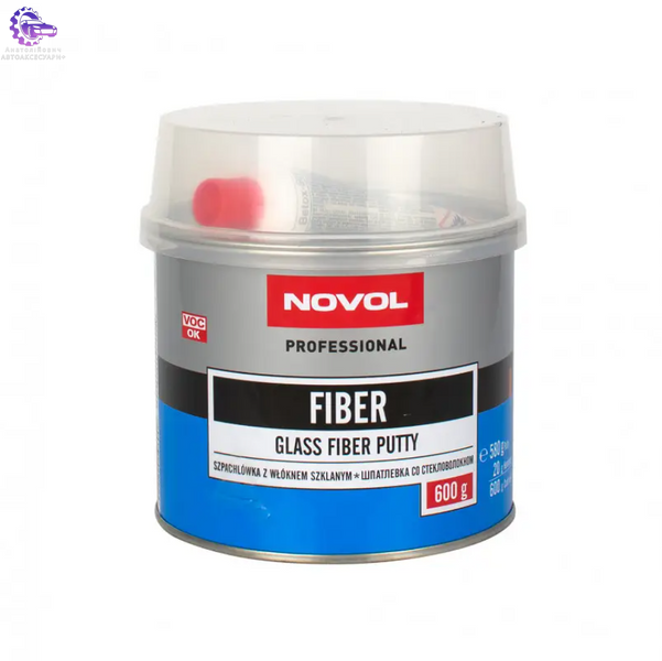 Шпаклівка зі скловолокном NOVOL Fiber 0,6 кг 1222 фото