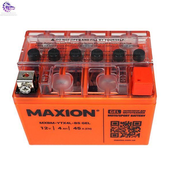 Мото акумулятор гелевий MAXION MXBM-YTX4L-BS GEL 12V 4Ah 45A для скутерів, мотоциклів, квадроциклів MXBM-YTX4L-BS GEL фото