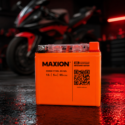 Мото акумулятор MAXION MXBM-YTX5L-BS GEL 12V 5Ah 55A R+ MXBM-YTX5L-BS GEL фото