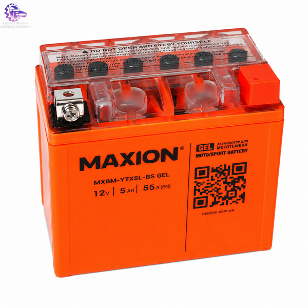 Мото акумулятор MAXION MXBM-YTX5L-BS GEL 12V 5Ah 55A R+ MXBM-YTX5L-BS GEL фото
