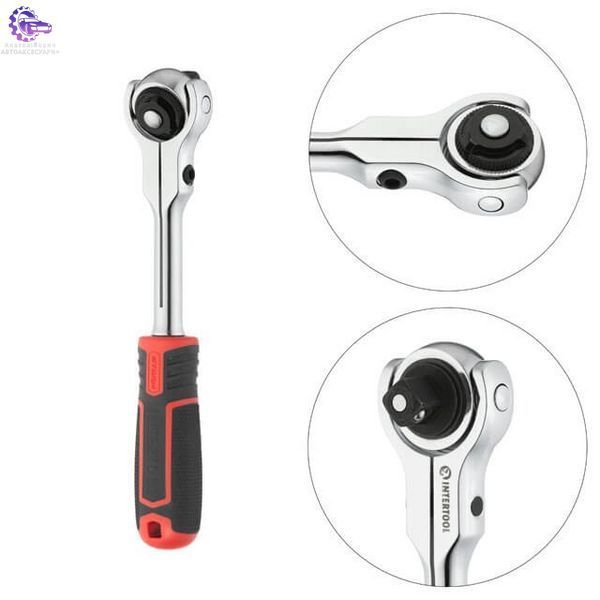 Рукоятка з храповим механізмом поворотна, 72 зуба 1/2 ", Cr-V STORM INTERTOOL (Арт. ET-8009) ET-8009 фото
