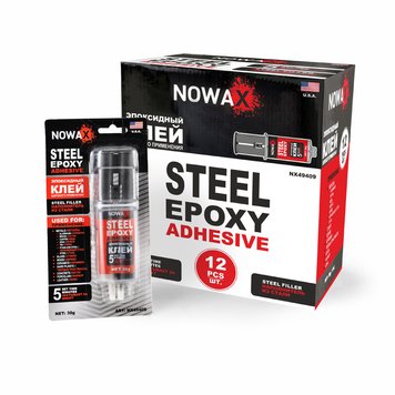 Епоксидний Клей Nowax STEEL EPOXY ADHESIVE, Двокомпонентний, Сірий, 30 г (NX49409) NX49409 фото