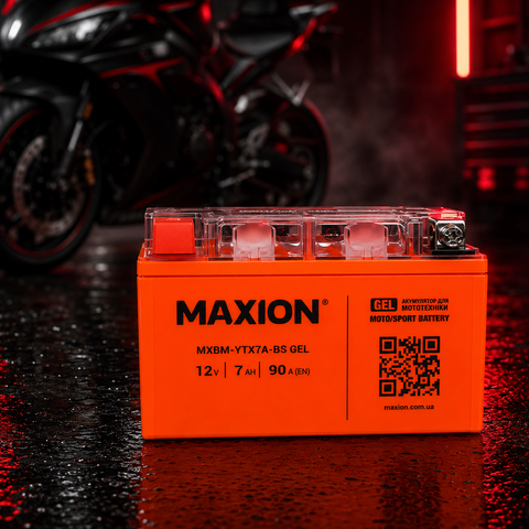 Мото акумулятор MAXION MXBM-YTX7A-BS GEL 12V 7Ah 90A L+ MXBM-YTX7A-BS GEL фото
