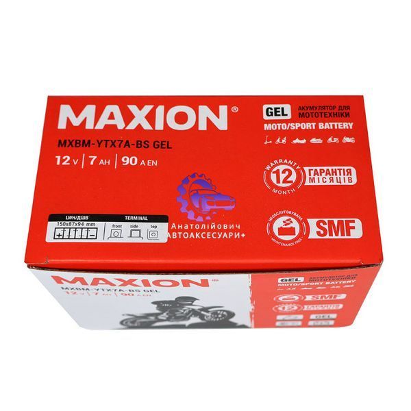 Мотоакумулятор MAXION MXBM-YTX7A-BS GEL 12V 7Ah 90A (L+) MXBM-YTX7A-BS GEL фото