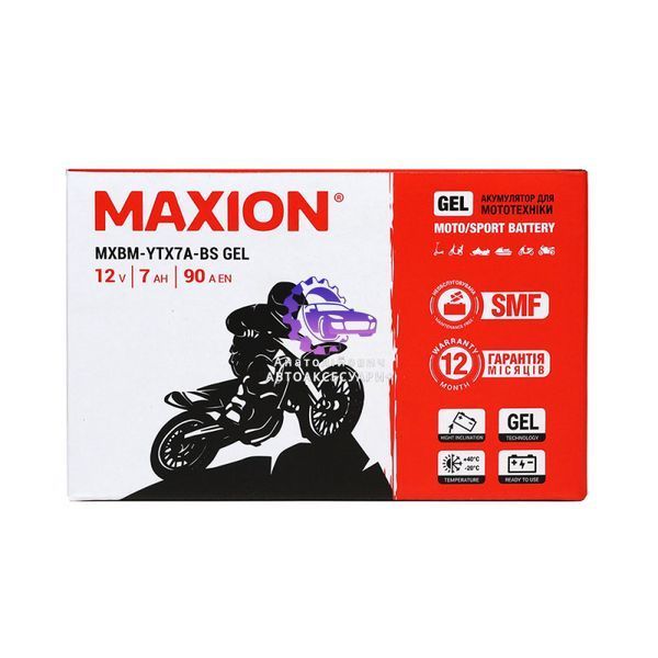 Мотоакумулятор MAXION MXBM-YTX7A-BS GEL 12V 7Ah 90A (L+) MXBM-YTX7A-BS GEL фото