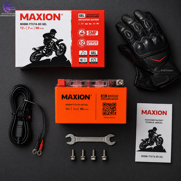 Мото акумулятор MAXION MXBM-YTX7A-BS GEL 12V 7Ah 90A L+ MXBM-YTX7A-BS GEL фото