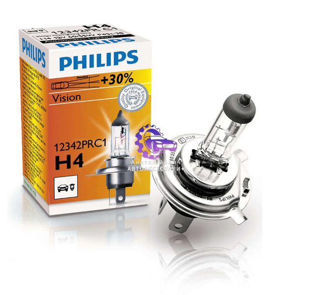 Автолампа Philips H4 12342PRC1 Vision +30% 12V 60/55W 12342PRC1 фото